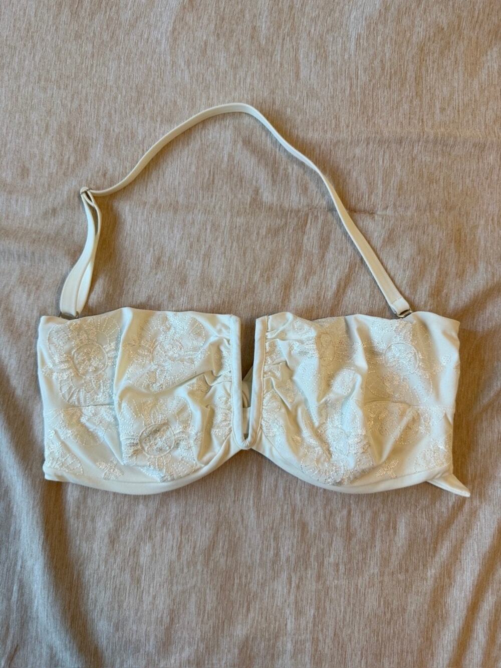 lise charmel macrame boheme bikini top white ivory, women large /‎ b cup